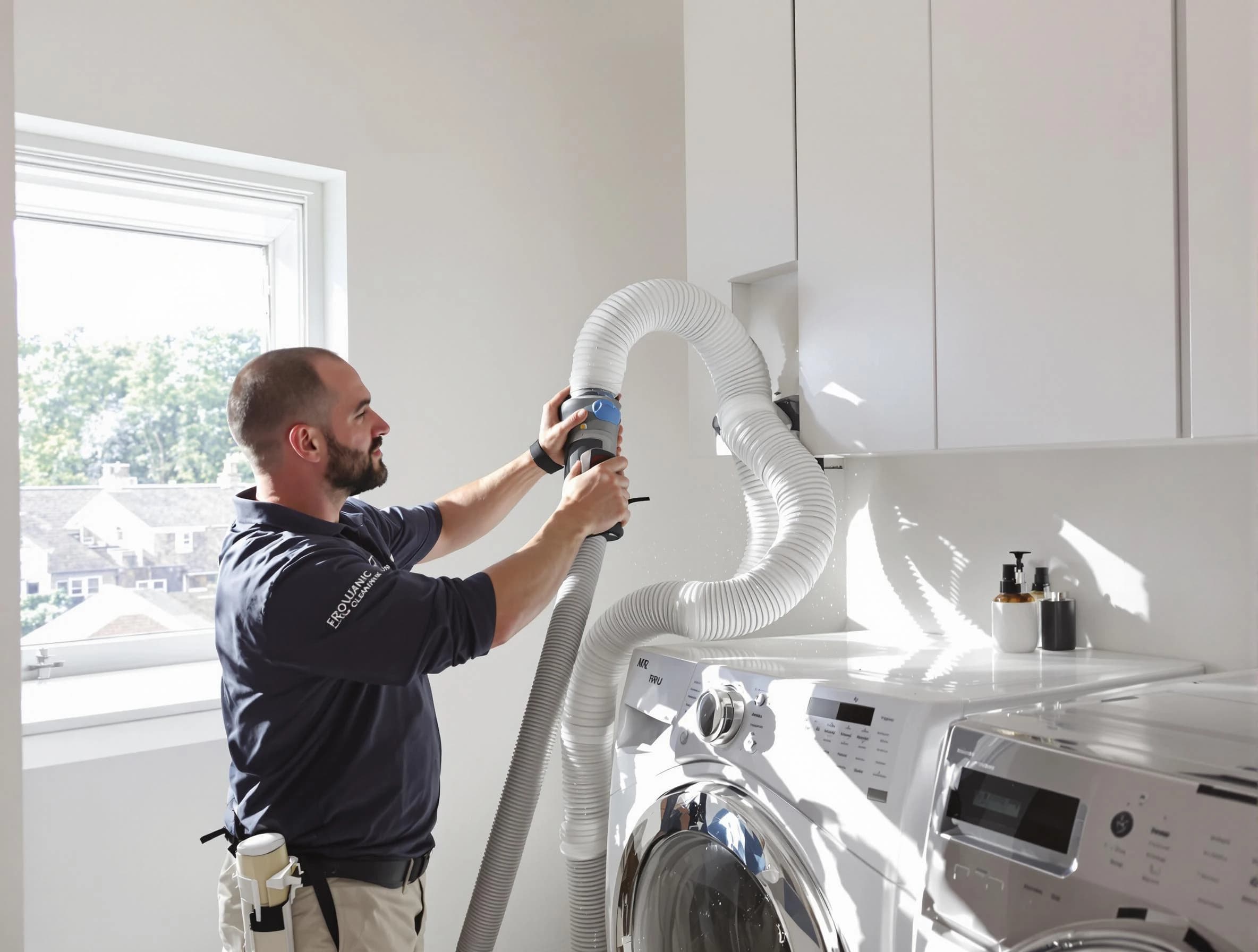 Certified Corrales Dryer Vent Cleaning technician performing dryer vent cleaning in Corrales